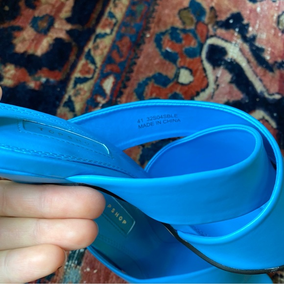 Topshop Skyla blue two strap slide sandal - Picture 9 of 11